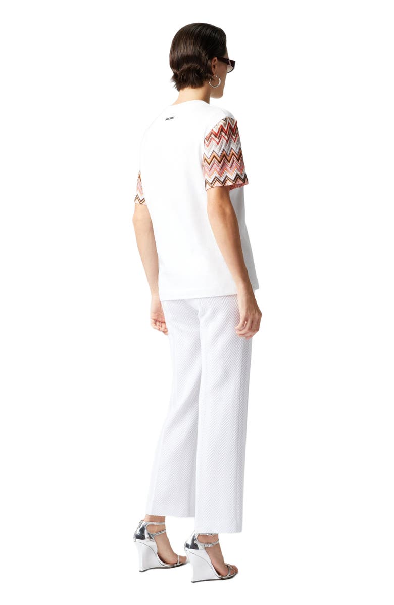 Missoni Crewneck T-shirt With Zig Zag Knit Sleeves, Alternate, color, 