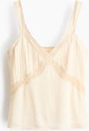 H&M Lace-trimmed Pintucked Top