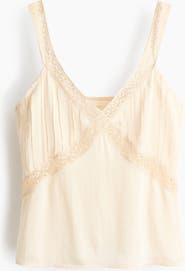 H&M Lace-trimmed Pintucked Top