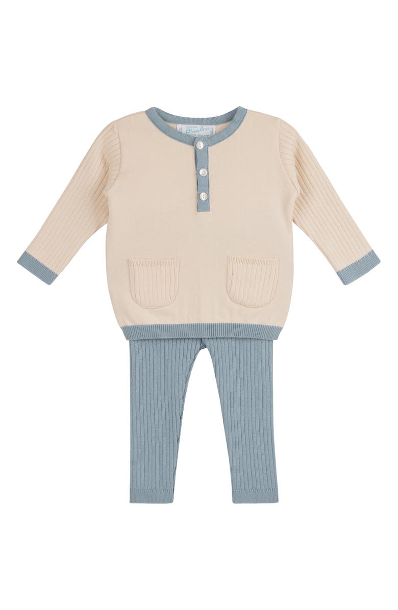 Feltman Brothers Henley Sweater & Rib Pants Set, Main, color, Vintage Blue