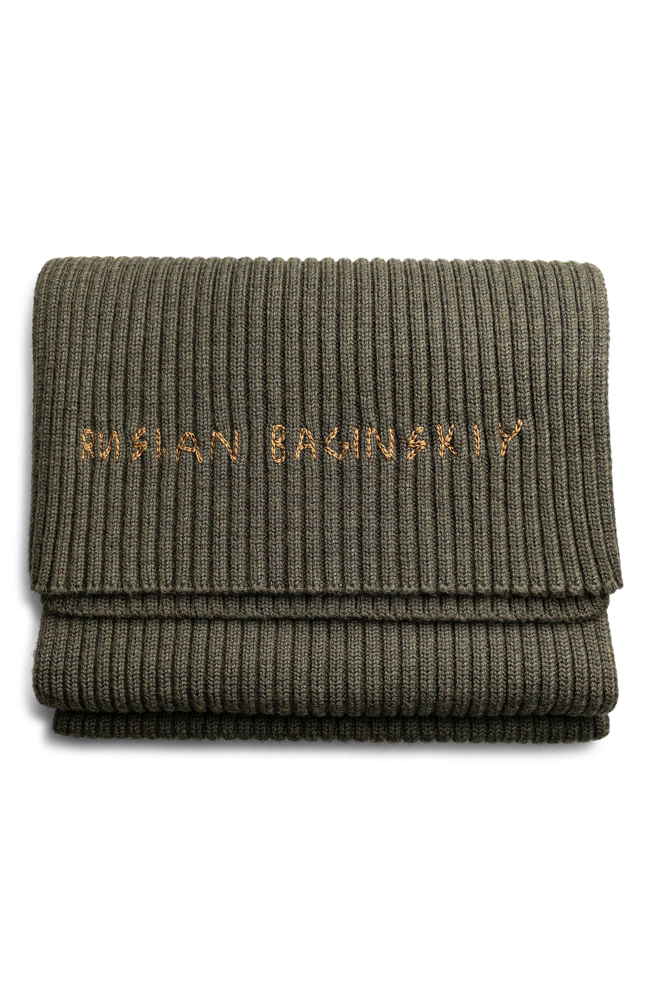 Ruslan Baginskiy Monogram Embroidered Merino Wool Scarf