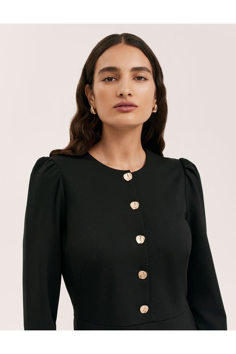 Rae Ponte Jersey Buttoned Dress, Alternate, color, Black