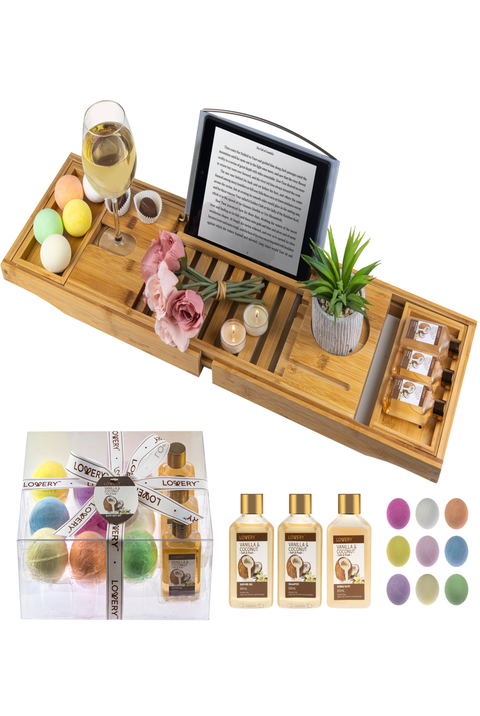 Premium Eco-Friendly Bathtub Caddy Gift Set