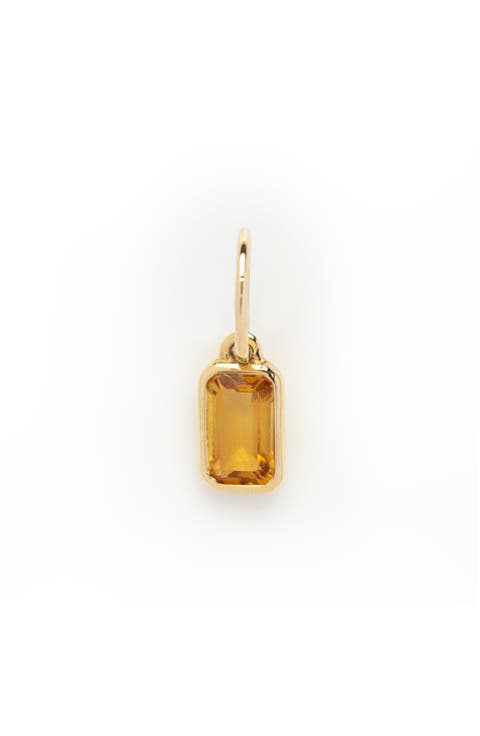 Solid 9K Gold & Baguette Cut Birthstone Charm