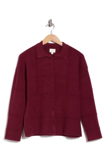 Cyrus Textured Sweater Jacket In Red