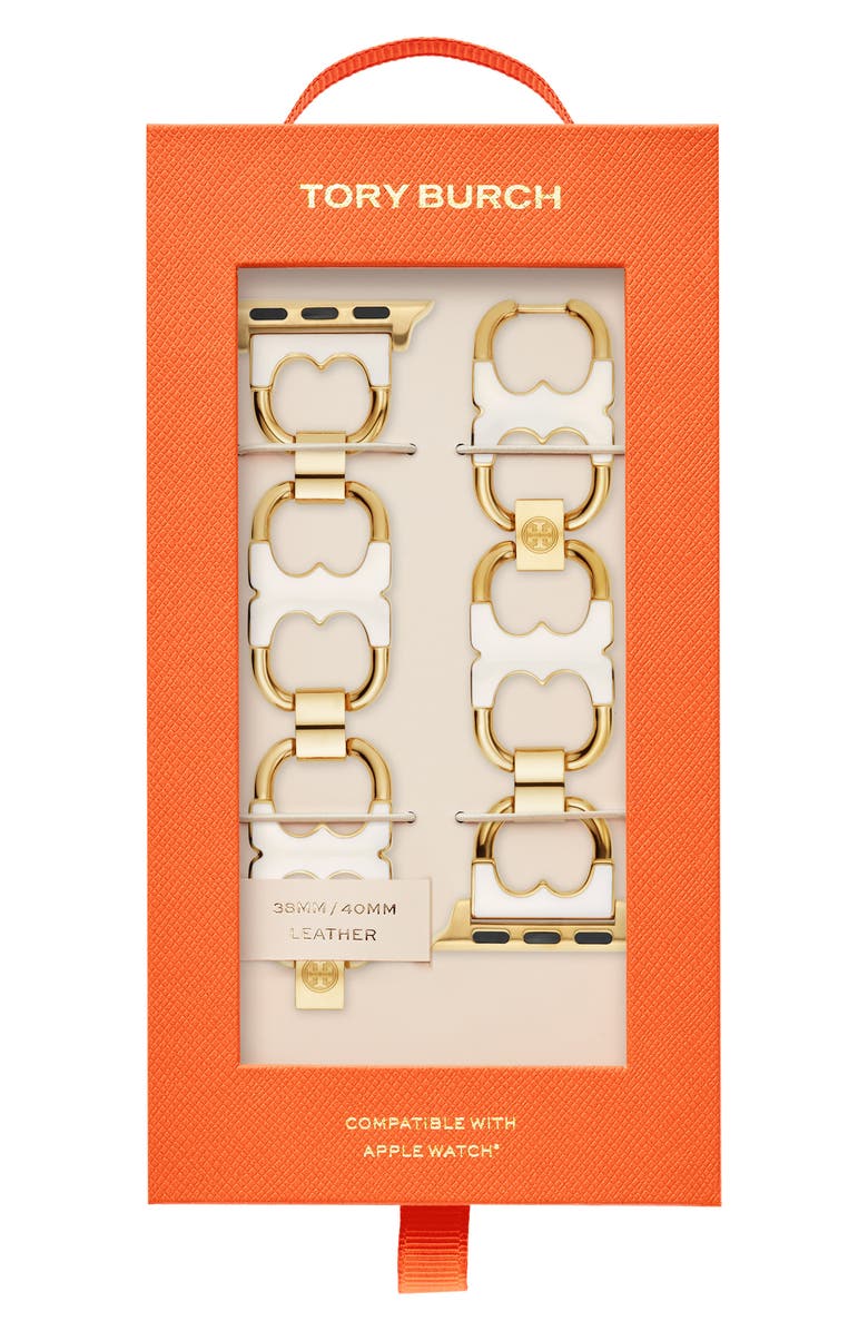 Tory Burch Double-T Link Apple Watch<sup>®</sup> Bracelet, Alternate, color, 