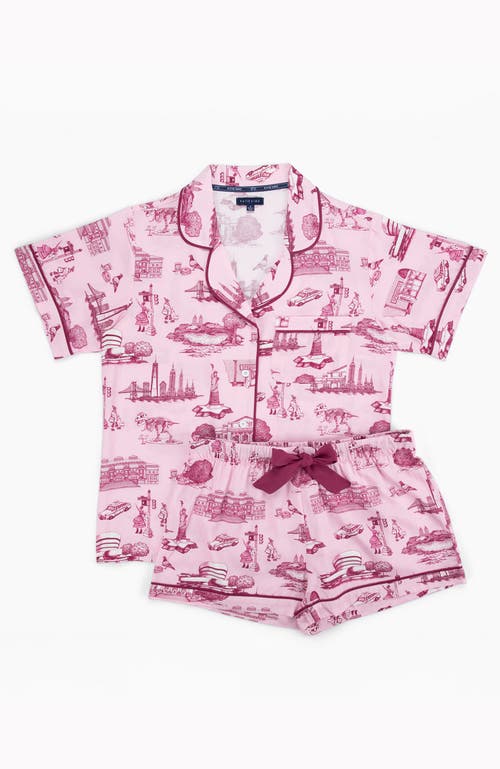 Katie Kime New York Toile Shorts Set In Pink