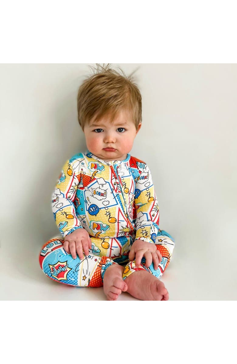 Bellabu Bear Baby Comic Hero Convertible Footie, Alternate, color, Comic Hero