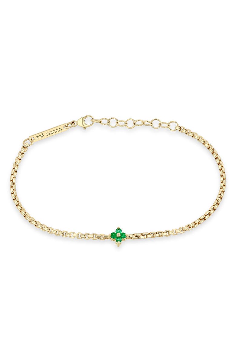 Zoë Chicco Quad Emerald Pendant Bracelet, Alternate, color, 14K Yellow Gold