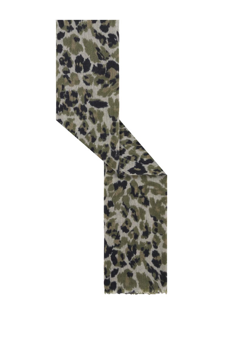 Leopard Print Scarf, Alternate, color, Medium Khaki
