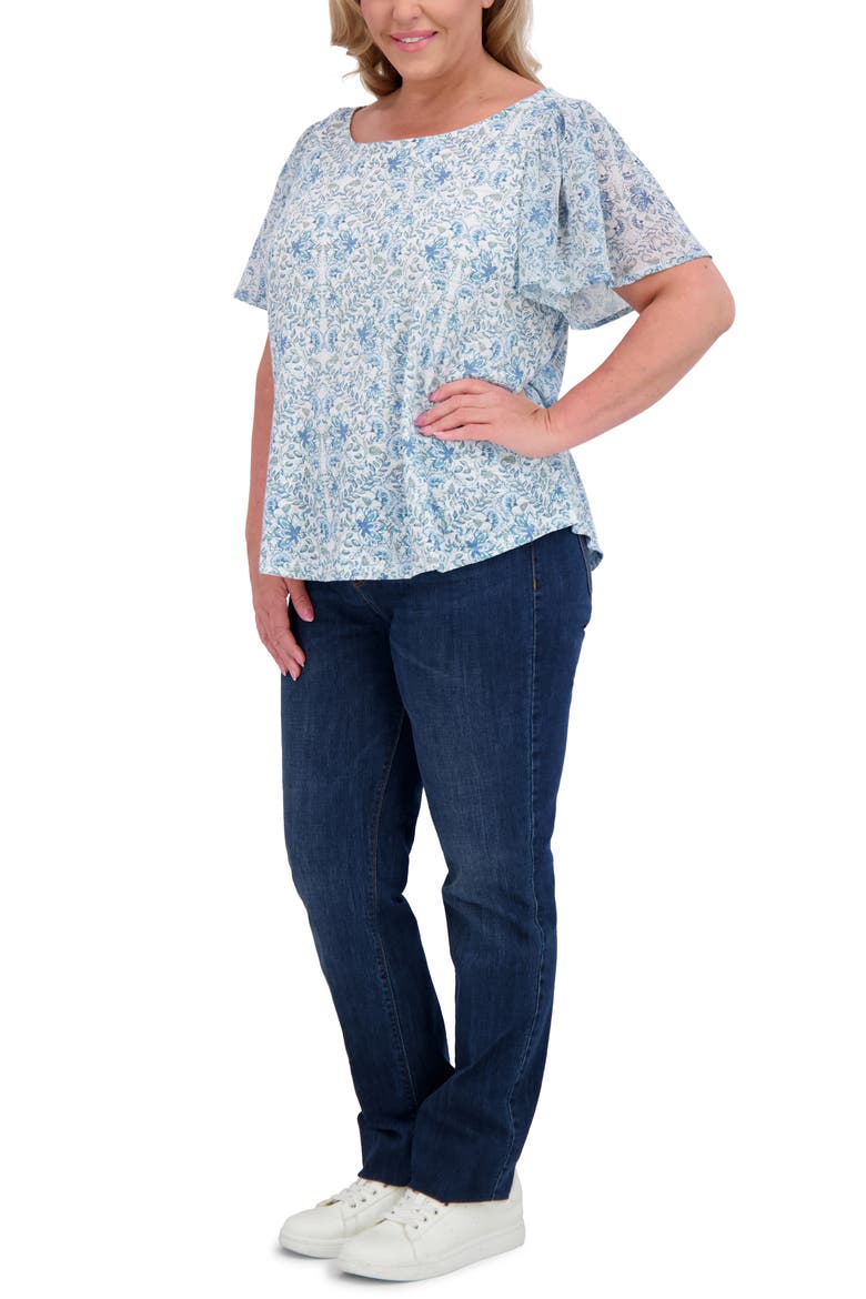 Flutter Sleeve Top, Alternate, color, CHAMBRAY MULTI