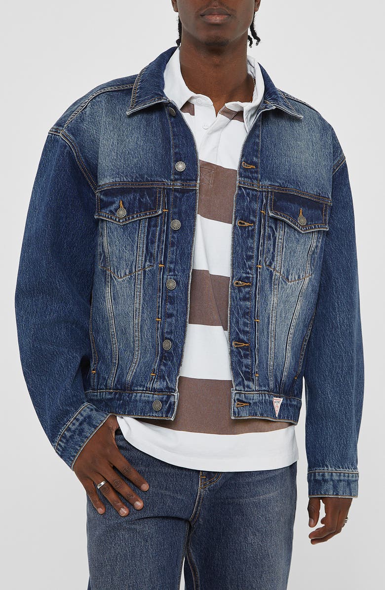 GUESS ORIGINALS Kit Denim Trucker Jacket, Main, color, Ord1