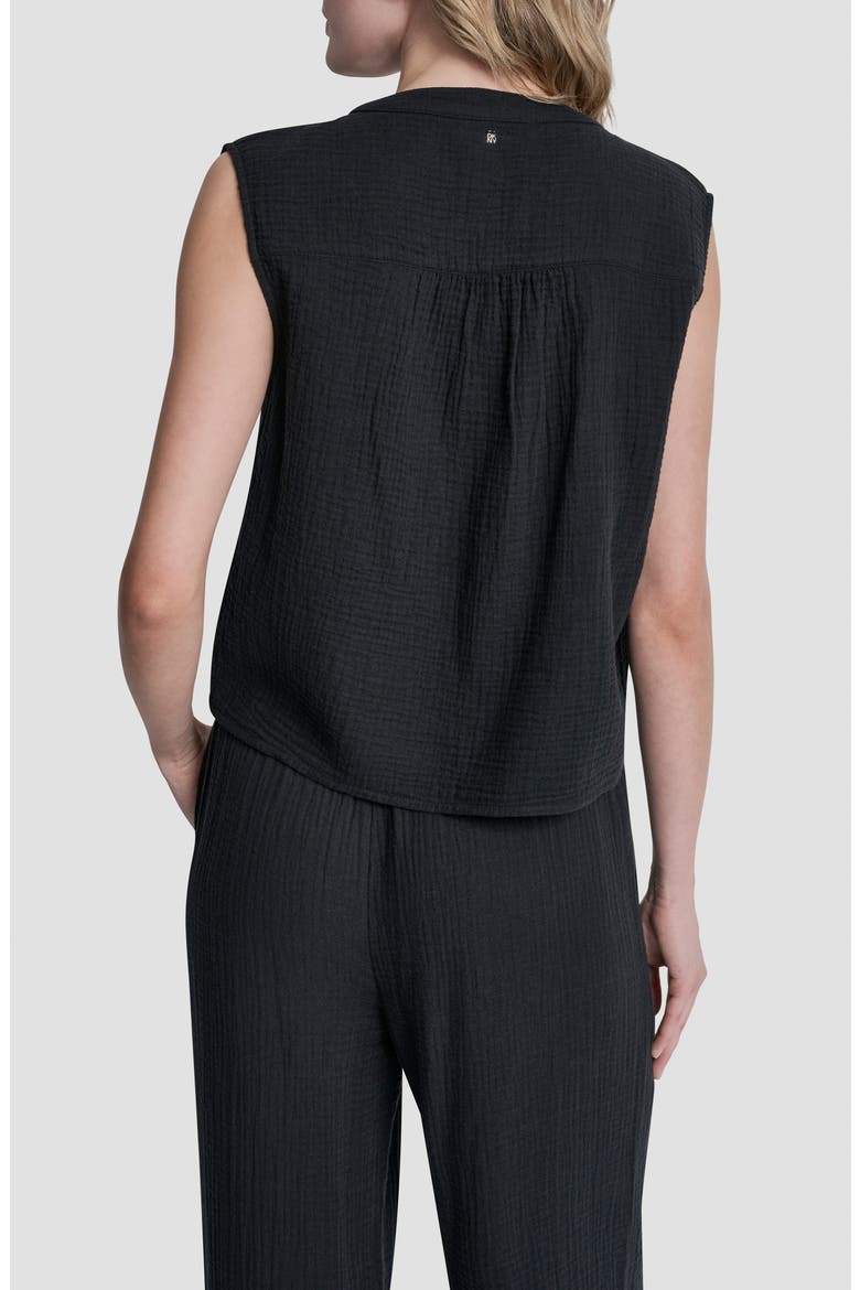 Double Crepe Gauze Sleeveless Top, Alternate, color, BLACK