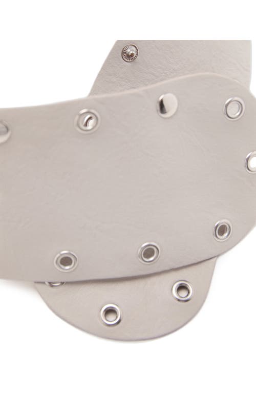 Mango Wide Leather Belt With Eyelets In Gray