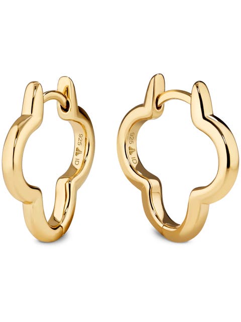 Clover Hoop Earrings in Gold Plated Sterling Silver, 18mm