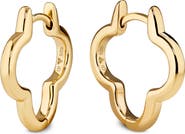 DEVATA Clover Hoop Earrings in Gold Plated Sterling Silver, 18mm
