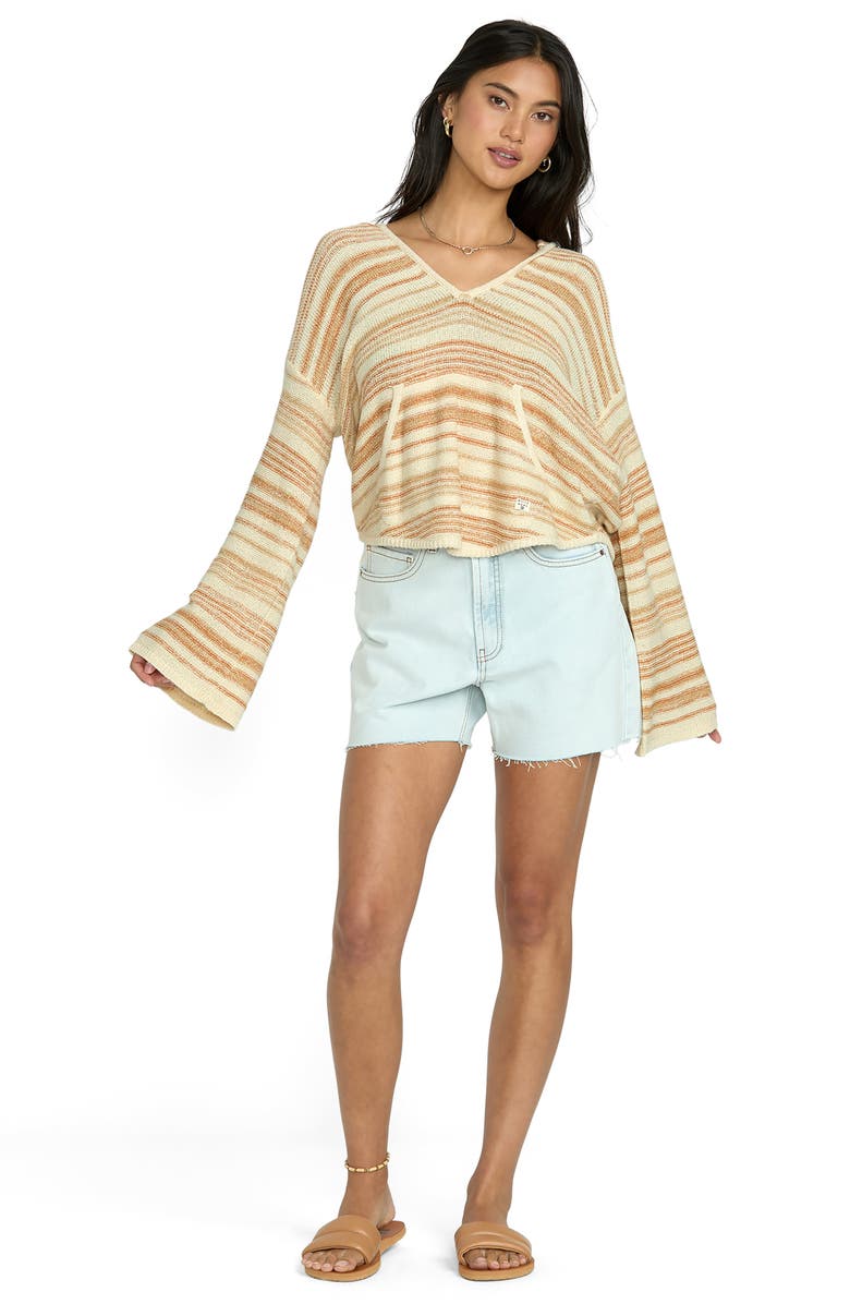 Billabong Baja Stripe Sweater Hoodie, Alternate, color, Biscuit