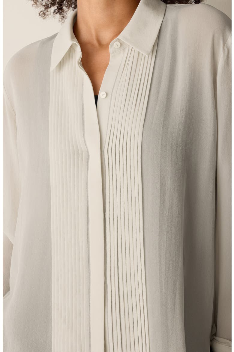 Pintucked Silk Shirt, Alternate, color, PLASTER