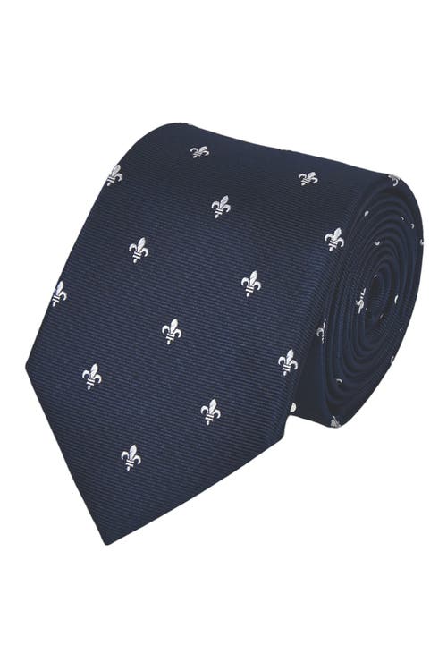 Charles Tyrwhitt Fleur de Lys silk stain resistant tie in Navy 