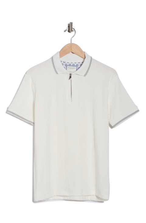 Tipped Textured Quarter Zip Polo