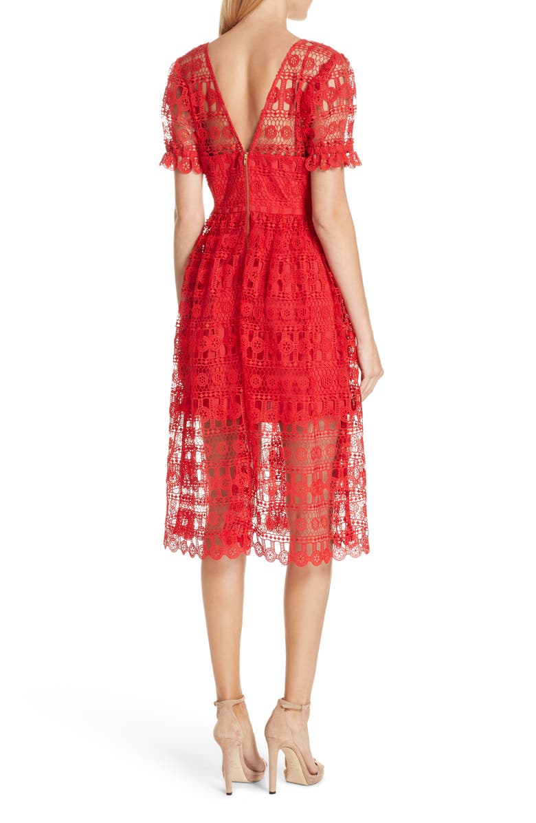 Self-Portrait Lace Midi Dress, Alternate, color, 