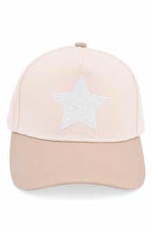 Two Tone Faux Pearl Embroidered Star Patch Baseball Cap