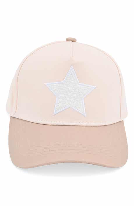 Two Tone Faux Pearl Embroidered Star Patch Baseball Cap