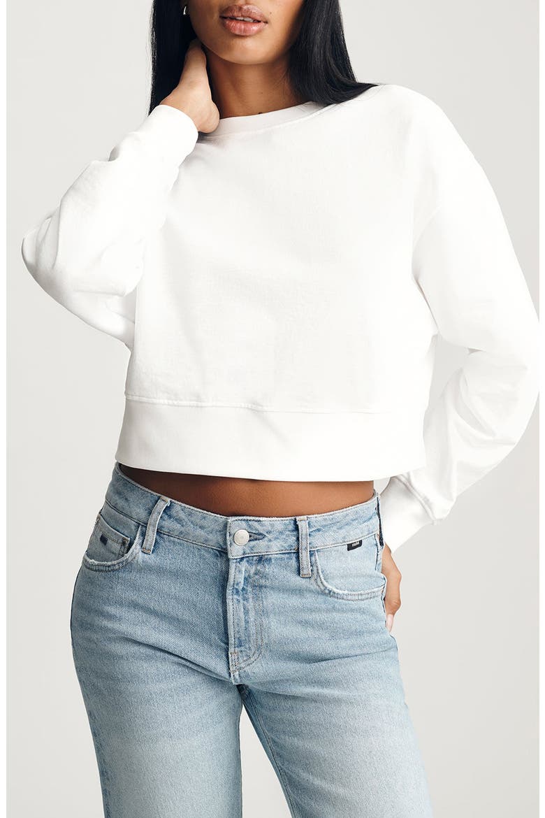 Relaxed Crop Cotton Sweatshirt, Main, color, WHITE