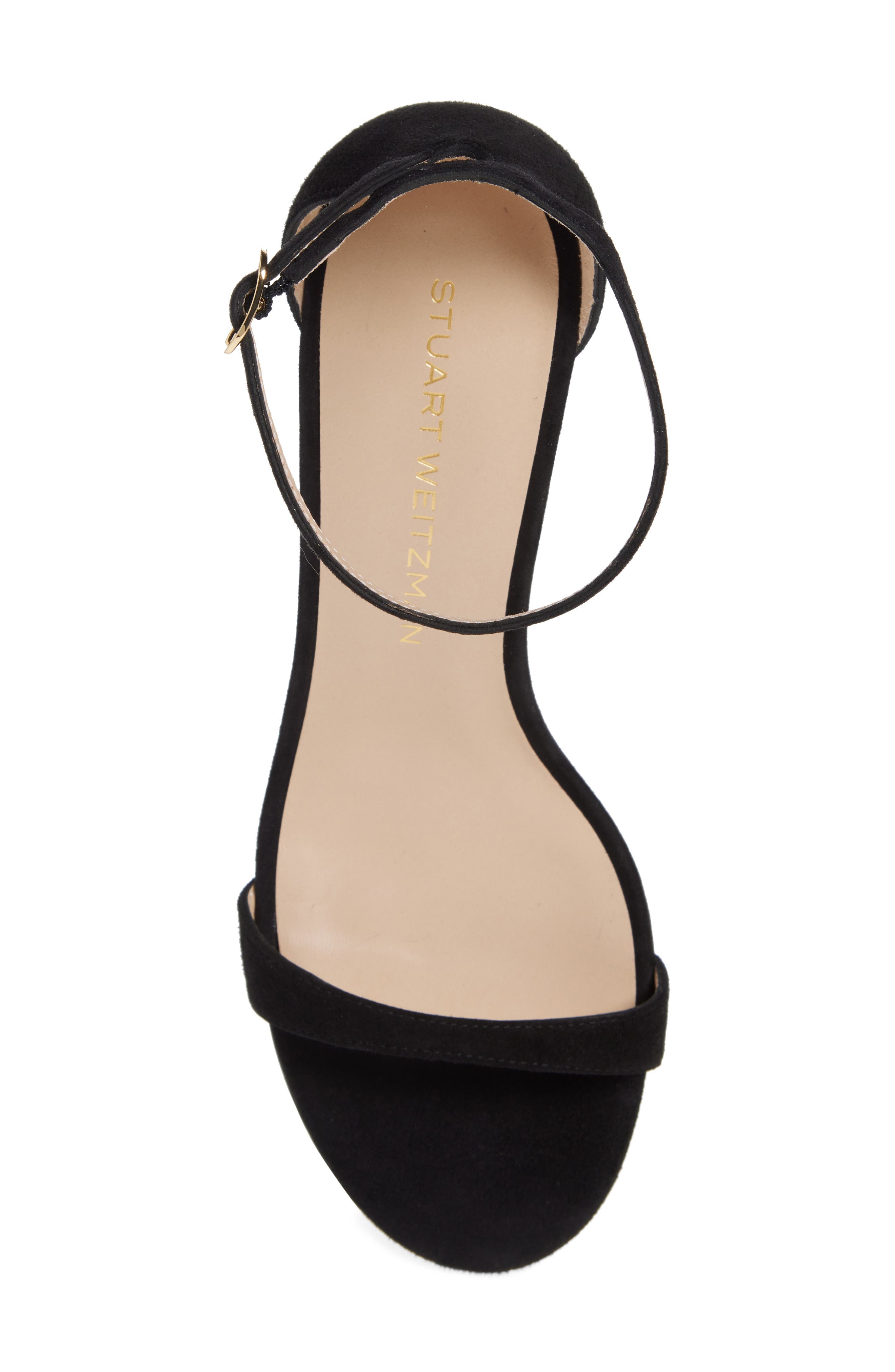 Stuart Weitzman Nudist Block 75 Sandal, Alternate, color, Black