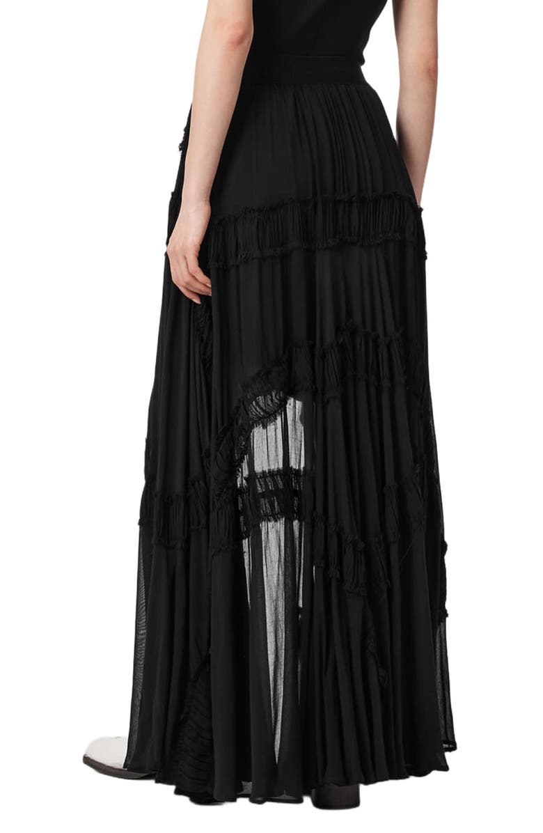 AllSaints Dorina Ruffle High-Low Skirt, Alternate, color, Black