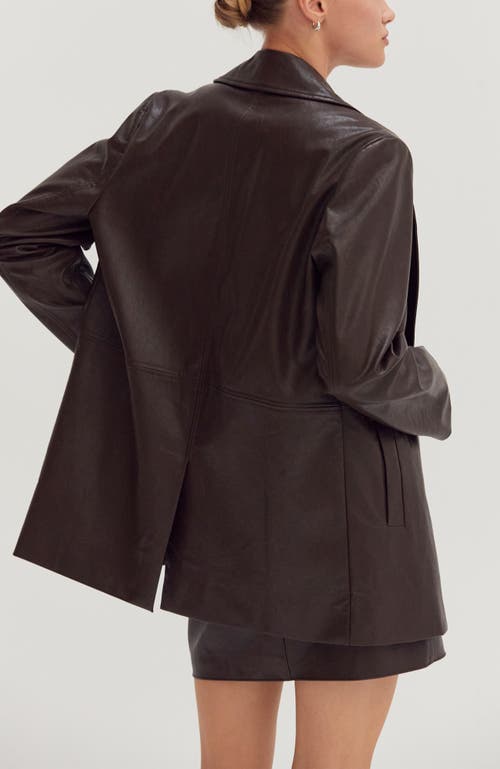 Crescent Faux Leather Oversized Blazer In Brown