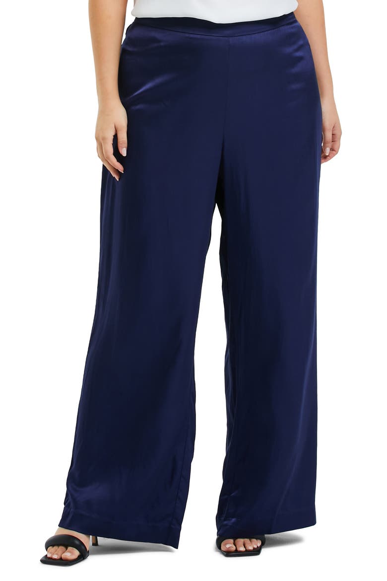 Samantha Wide Leg Satin Pants, Main, color, INK