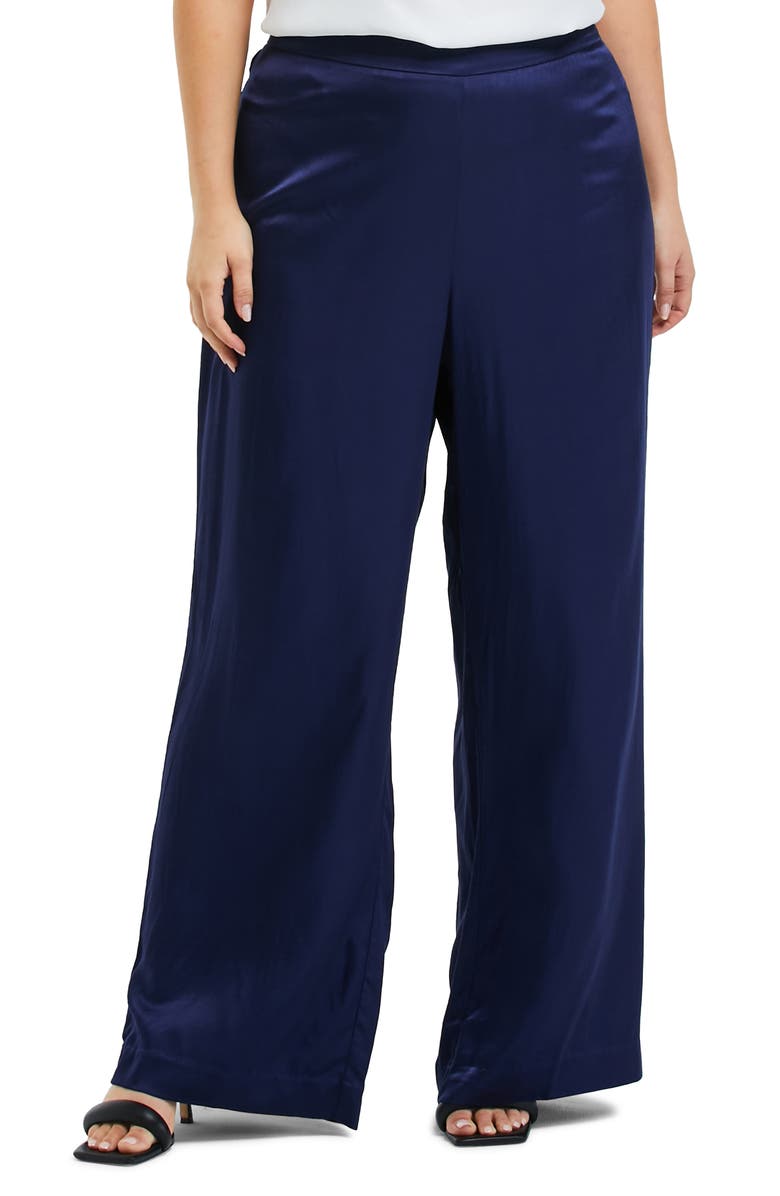 Estelle Samantha Wide Leg Satin Pants, Main, color, Ink