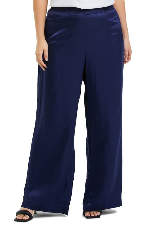 Samantha Wide Leg Satin Pants (Plus Size)