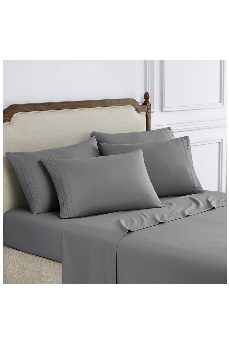 Solid Microfiber Deep Pocket 6-Piece Sheet Set, Alternate, color, GRAY