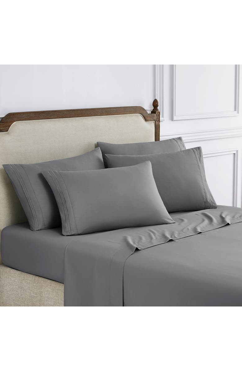 Modern Threads Solid Microfiber Deep Pocket 6-Piece Sheet Set, Alternate, color, Gray