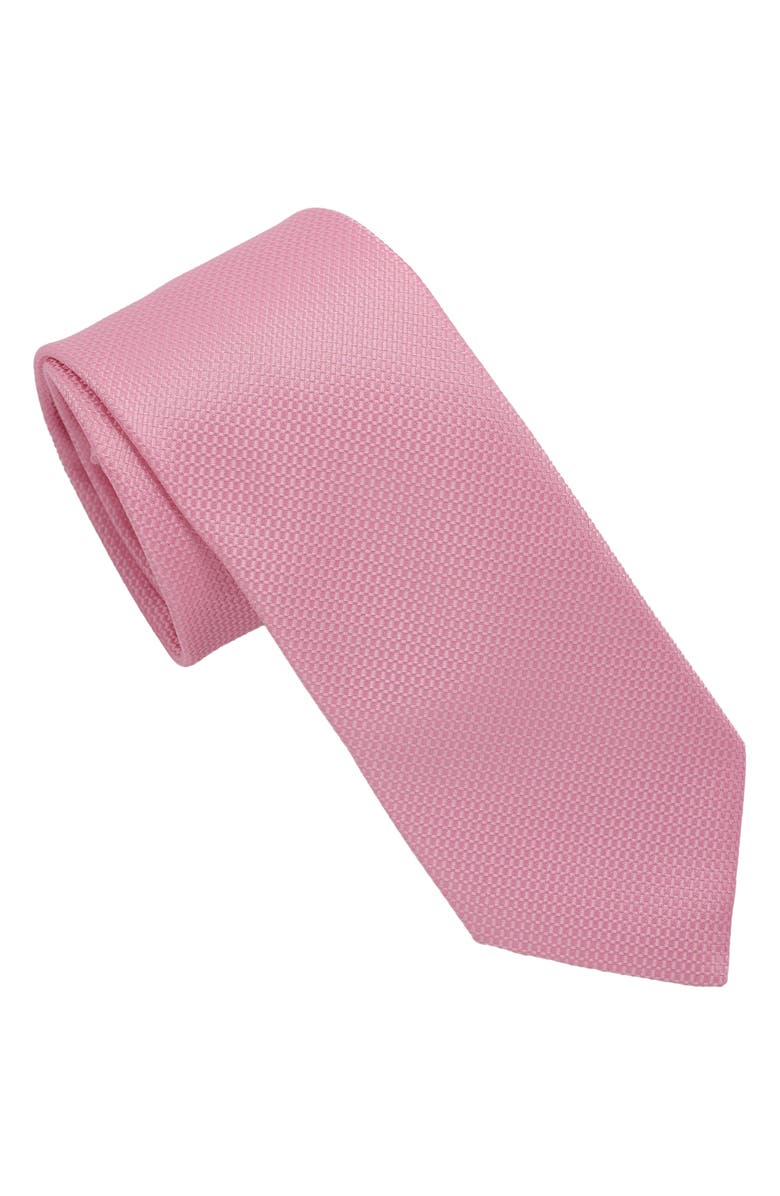 Hickey Freeman Textured Solid Tie, Main, color, Classic Pink