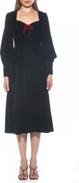 Alexia Admor Willa Bishop Sleeve Velour Dress