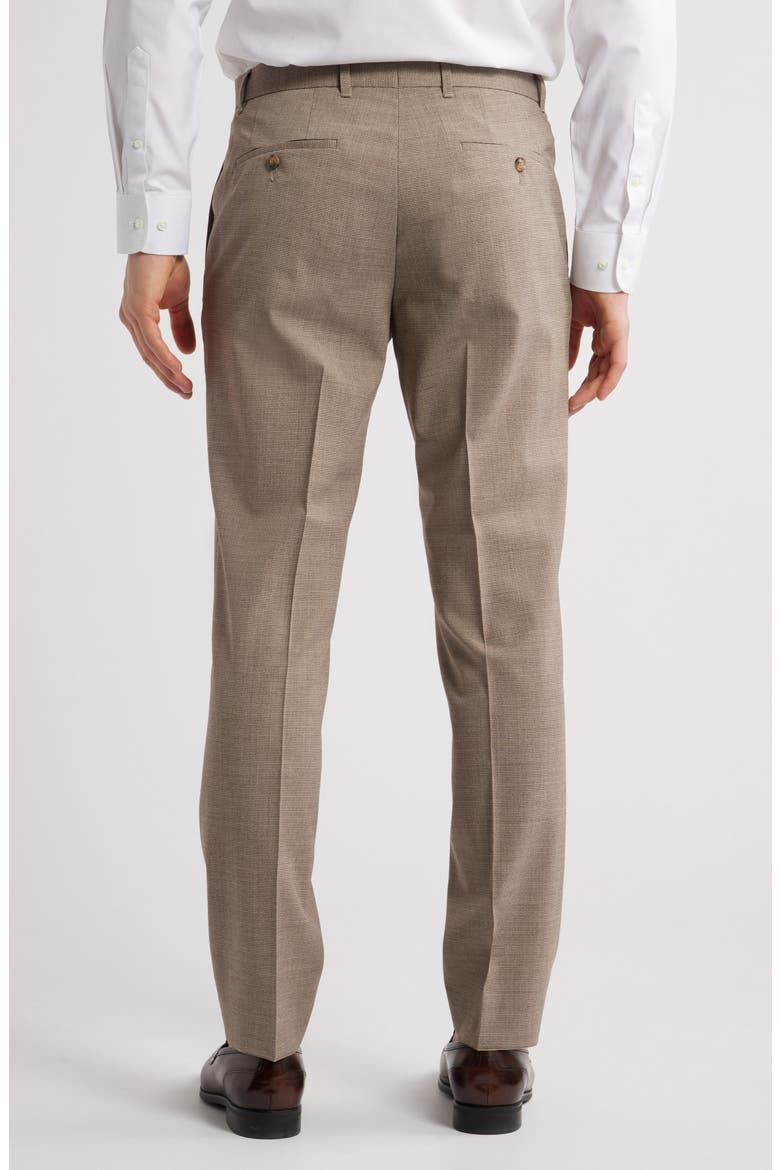 Genius Slim Fit Tan Microcheck Flat Front Stretch Dress Pants, Alternate, color, LIGHT BEIGE