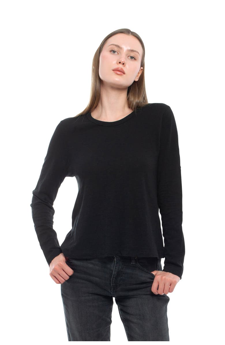 WILT Clothing Baby Fit Long Sleeve Shrunken Crew Top, Main, color, Black