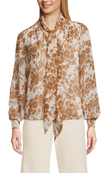Chiffon Removable Tie Neck Blouse
