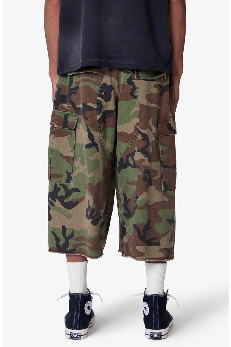Extralong Cotton Cargo Shorts, Alternate, color, CAMO