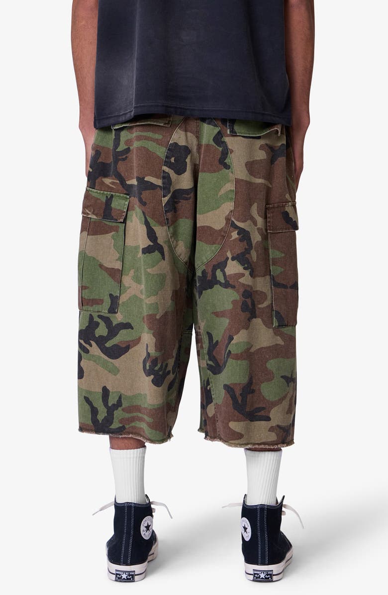 mnml Extralong Cotton Cargo Shorts, Alternate, color, Camo