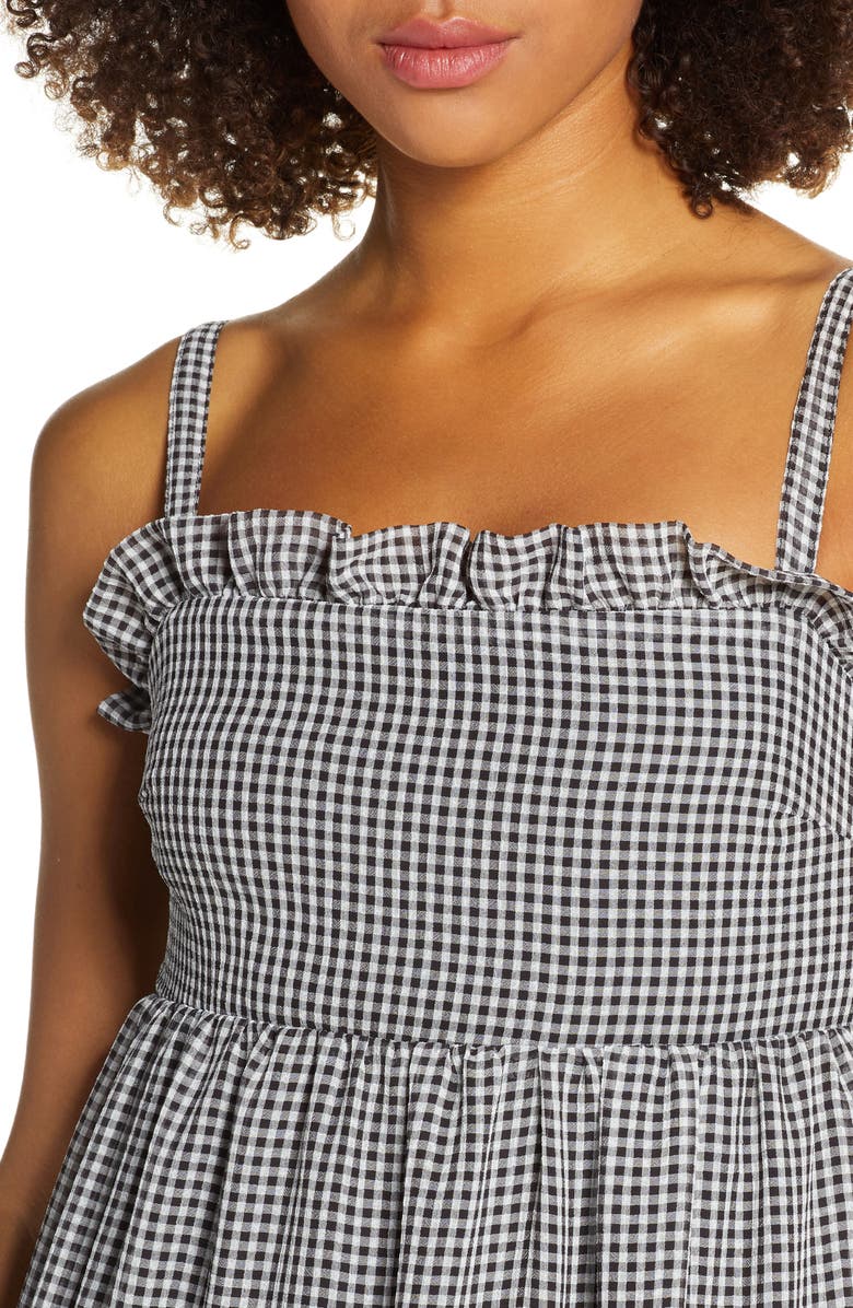 Cooper St Sunday Girl Frill Check Chiffon Midi Sundress, Alternate, color, 