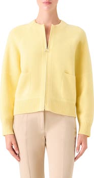 Akris Cashmere Piqué Zip-Up Cardigan