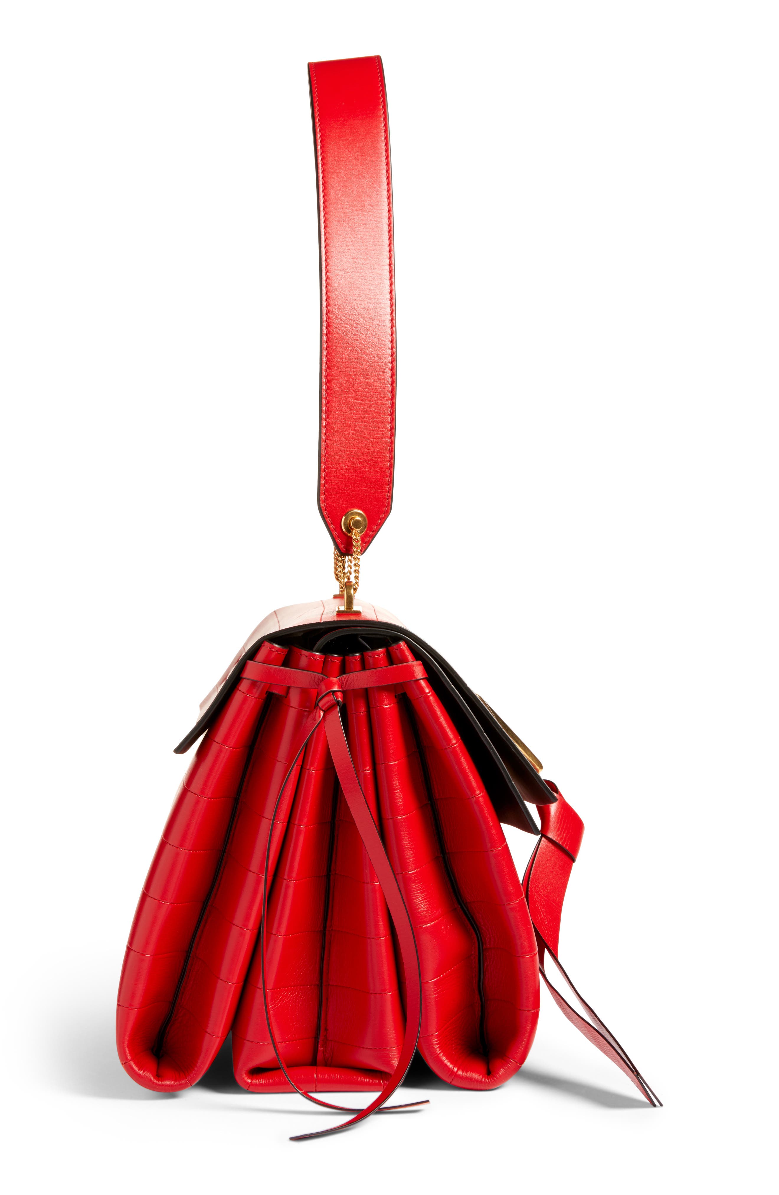 Valentino Garavani Medium V-Ring Leather Shoulder Bag, Alternate, color, 