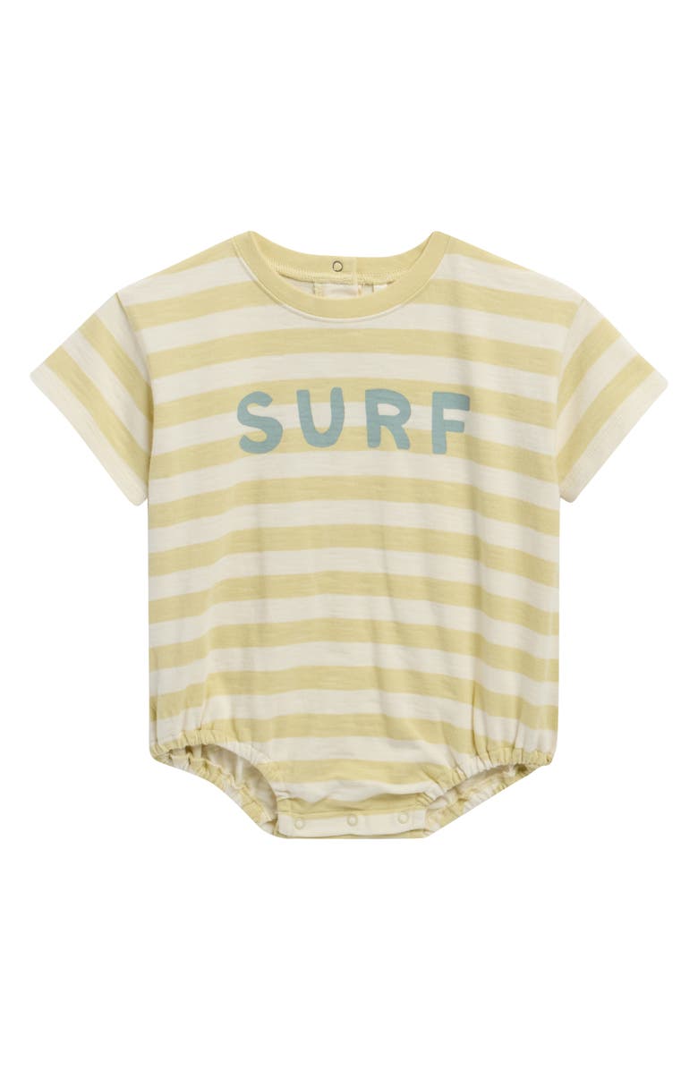Rylee + Cru Surf Stripe Cotton Bubble Romper, Main, color, Citron