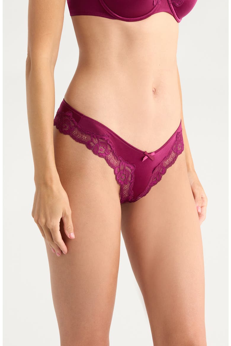 Lace & Shine Brazilian Panties, Alternate, color, MAGENTA PURPLE