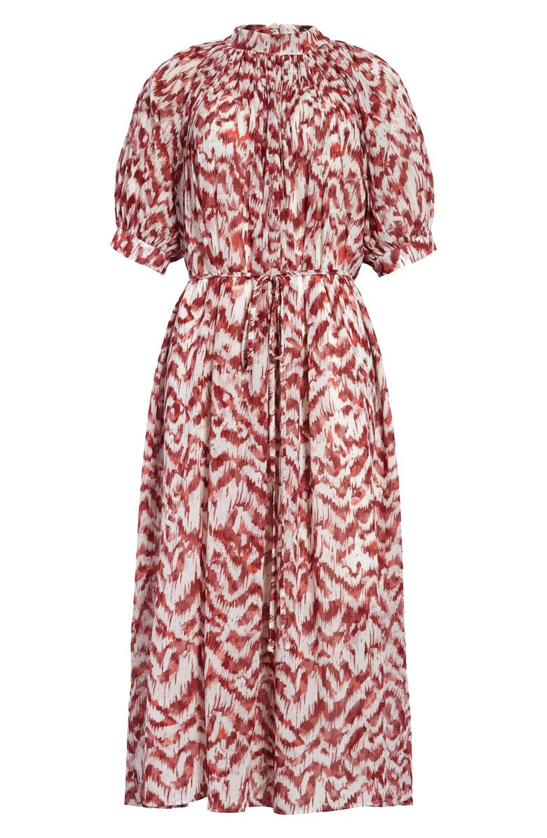 Maggy London Puff Sleeve Pleated Midi Dress, Alternate, color,