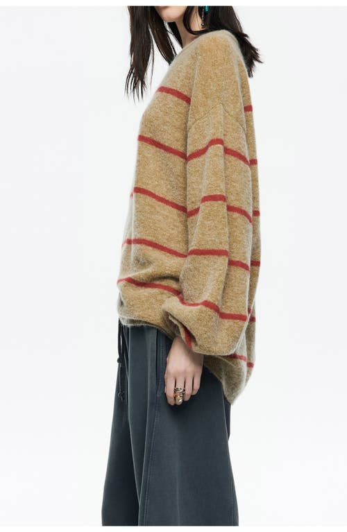 Bimba Y Lola Striped Mohair Sweater In Brown